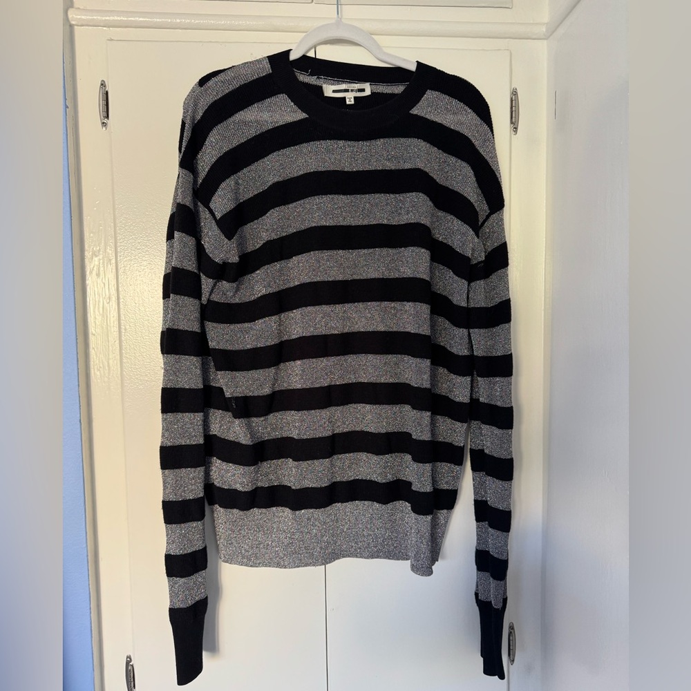 McQ Striped Black and Gray Men's Sweater